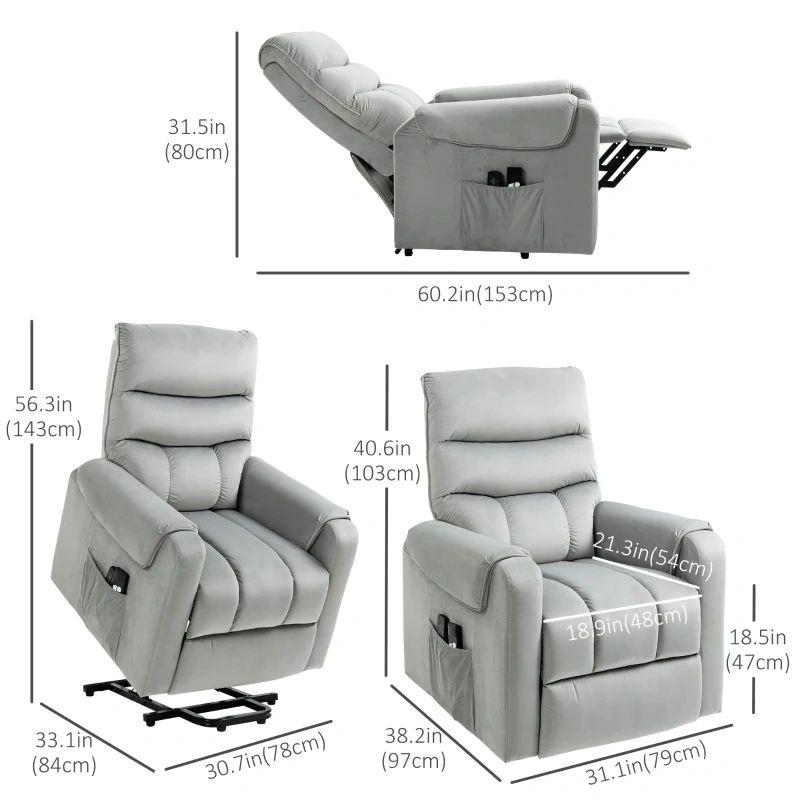 Fauteuil auto-souleveur Homcom (gris argent) – Image 2